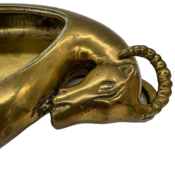 Dolbi Brass 2-Piece Dish Ram Sheep Wildlife Jewelry Dish Ashtray Centerpiece - Picture 4 of 16